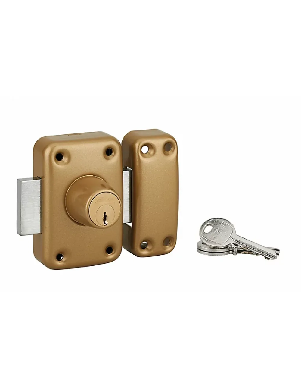 Thirard Verrou De Porte-Verrou double entrée Apache pour porte d'entrée, cylindre 60mm, acier, 3 clés, époxy or -