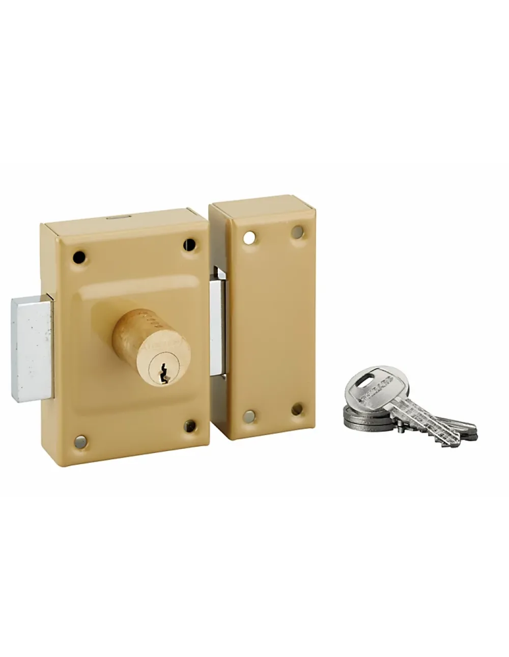 Thirard Verrou double entrée Etendard pour porte d'entrée, cylindre 40mm, acier, 3 clés, époxy bronze -