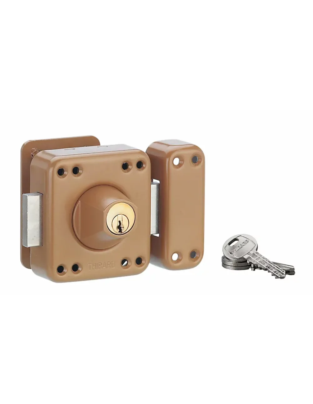 Thirard Verrou De Porte-Verrou double entrée Rafale pour porte d'entrée, cylindre 45mm, acier, 3 clés, époxy bonze -