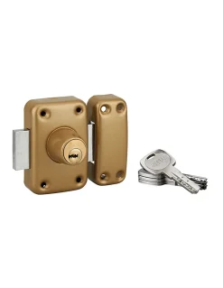 Thirard Verrou De Porte-Verrou double entrée Transit 2 pour porte d'entrée, cylindre 45mm, 4 clés, époxy or -