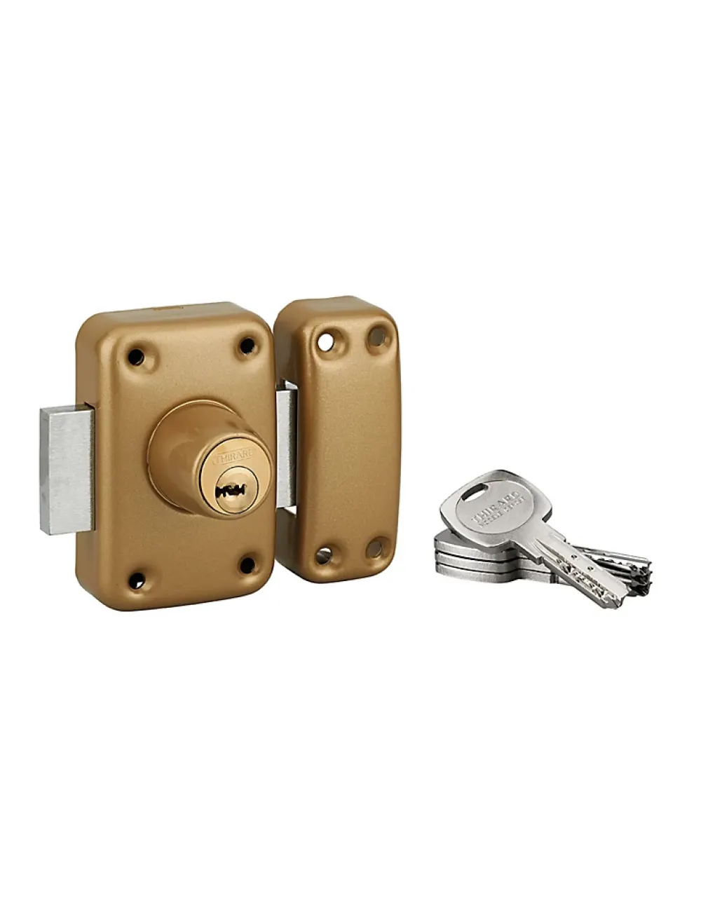 Thirard Verrou De Porte-Verrou double entrée Transit 2 pour porte d'entrée, cylindre 45mm, 4 clés, époxy or -