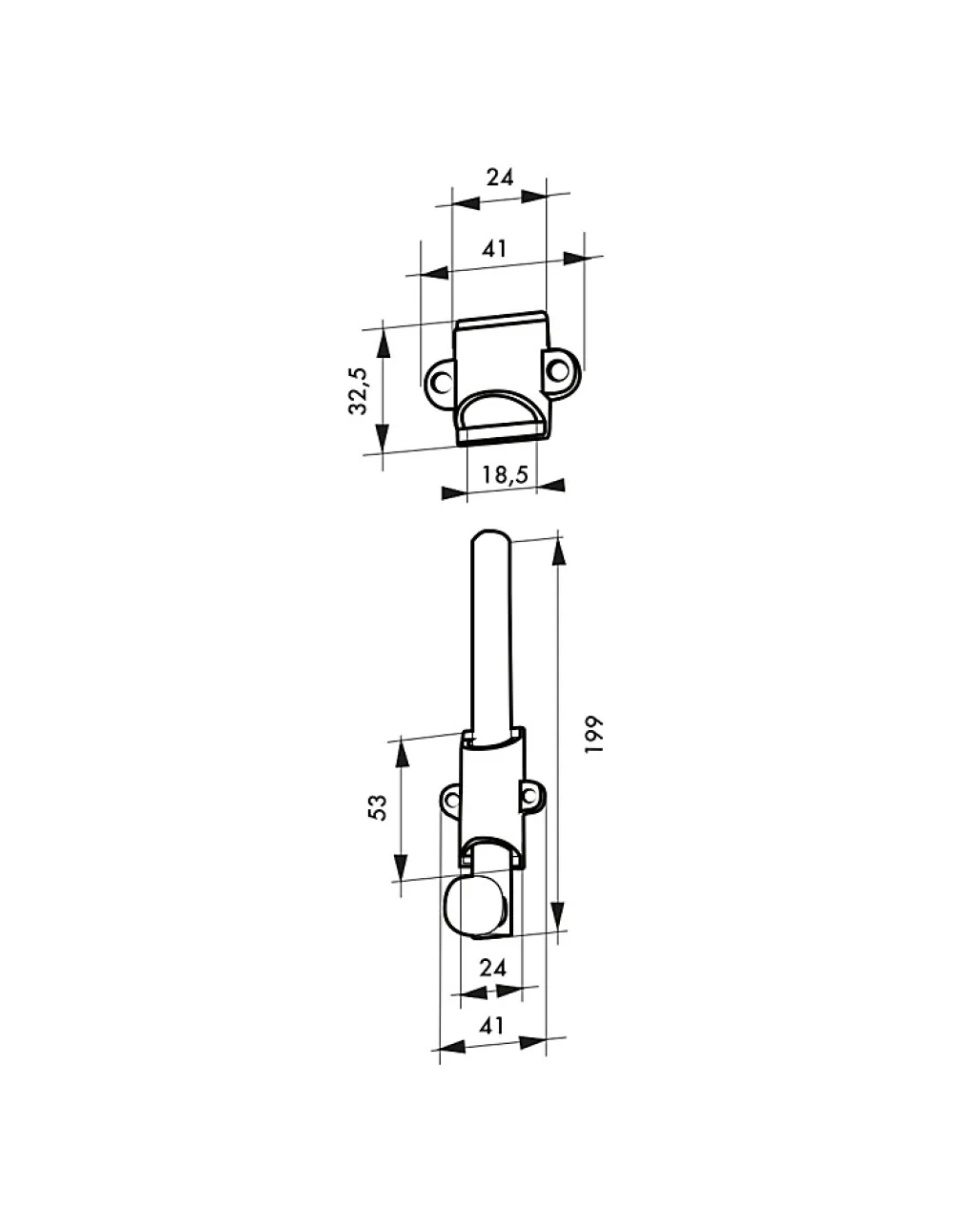 Thirard Verrou à plaquer pour fenêtre, à coulisse, 200mm, nickel satin -