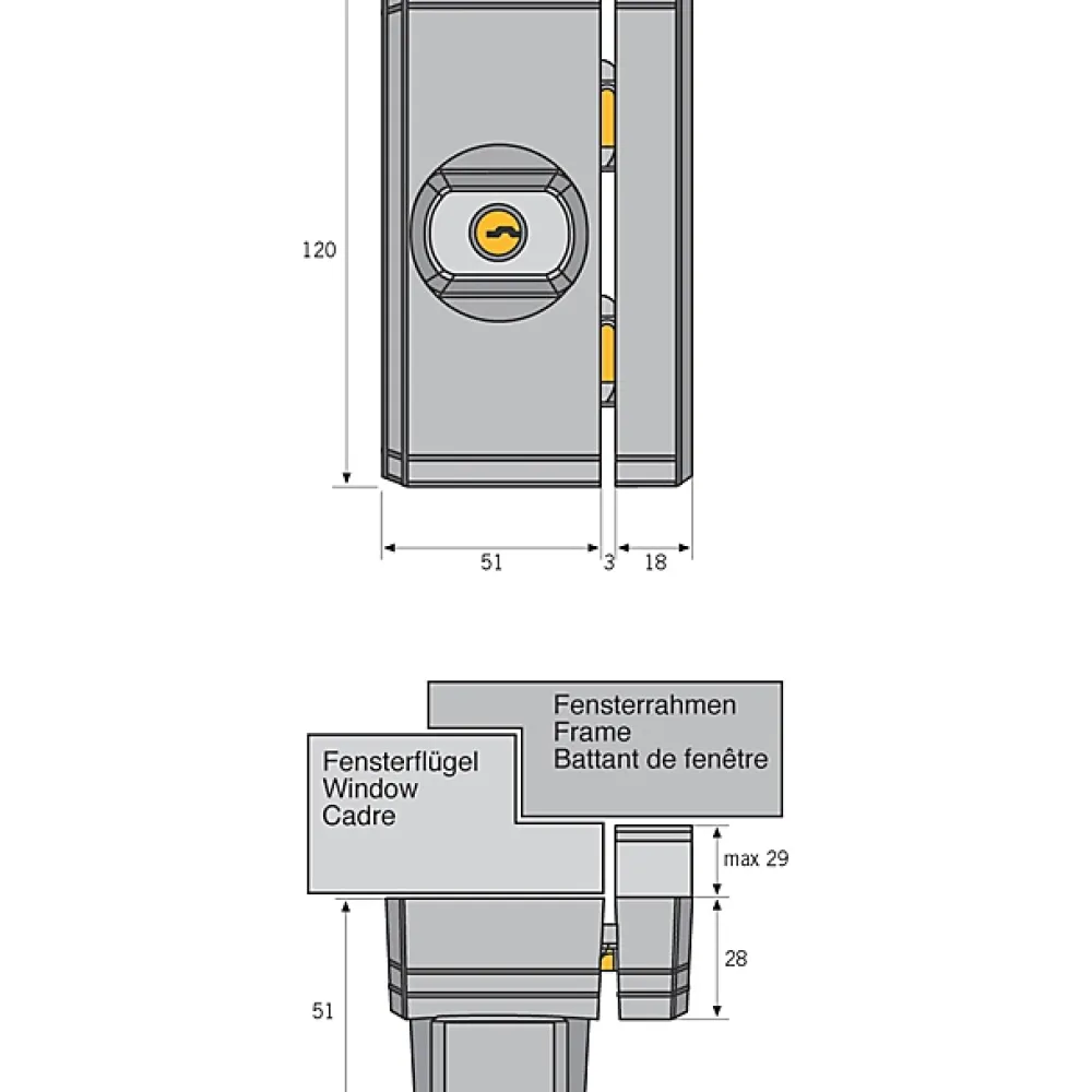 Abus Verrou Et Loquet De Fenêtre-Verrou pour fenêtre/baie acier blanc