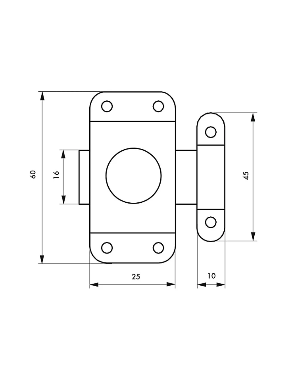 Thirard Verrou pour porte d'ameublement, 25mm, acier zingué -