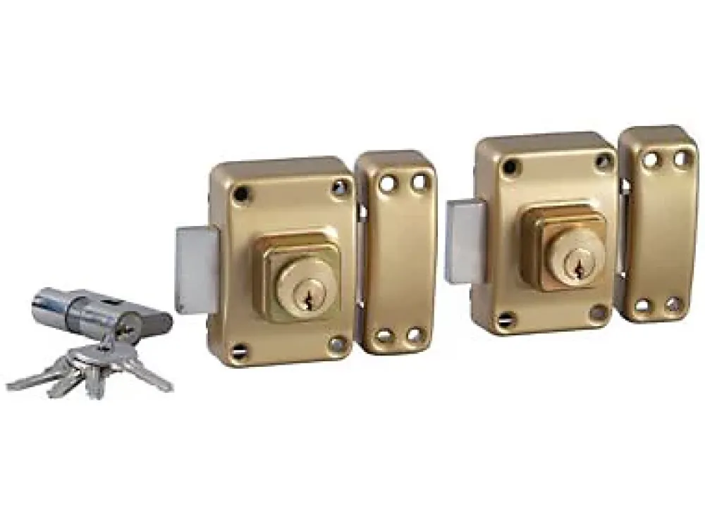 Bricard 2 verrous s'entrouvrants Alpha à bouton et cylindre 45 mm