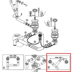 Villeroy & Boch Evacuation D'Évier-Vidage automatique 2 bacs CUIPD243 pour évier ARCHITECTURA - Siphon gain de place