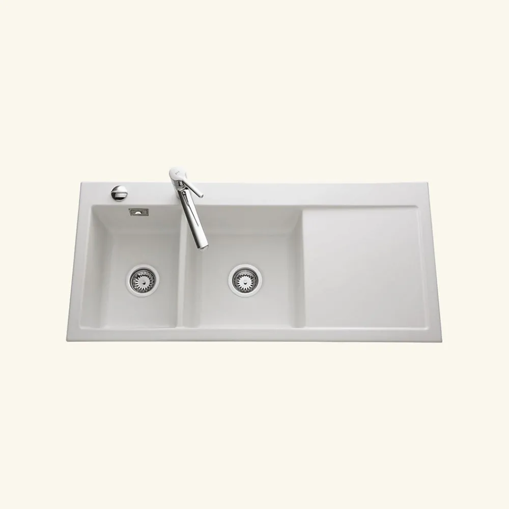 Cuisissimo Vidage automatique 2 bacs CUIPD172 pour évier SystemCeram CLEYA - Siphon gain de place