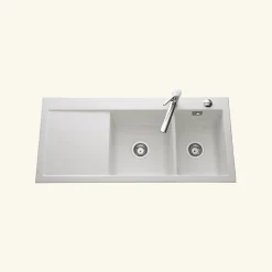 Cuisissimo Vidage automatique 2 bacs CUIPD172 pour évier SystemCeram CLEYA - Siphon gain de place