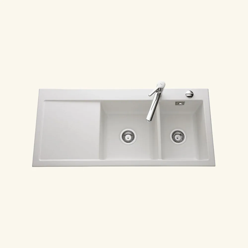 Cuisissimo Vidage automatique 2 bacs CUIPD172 pour évier SystemCeram CLEYA - Siphon gain de place
