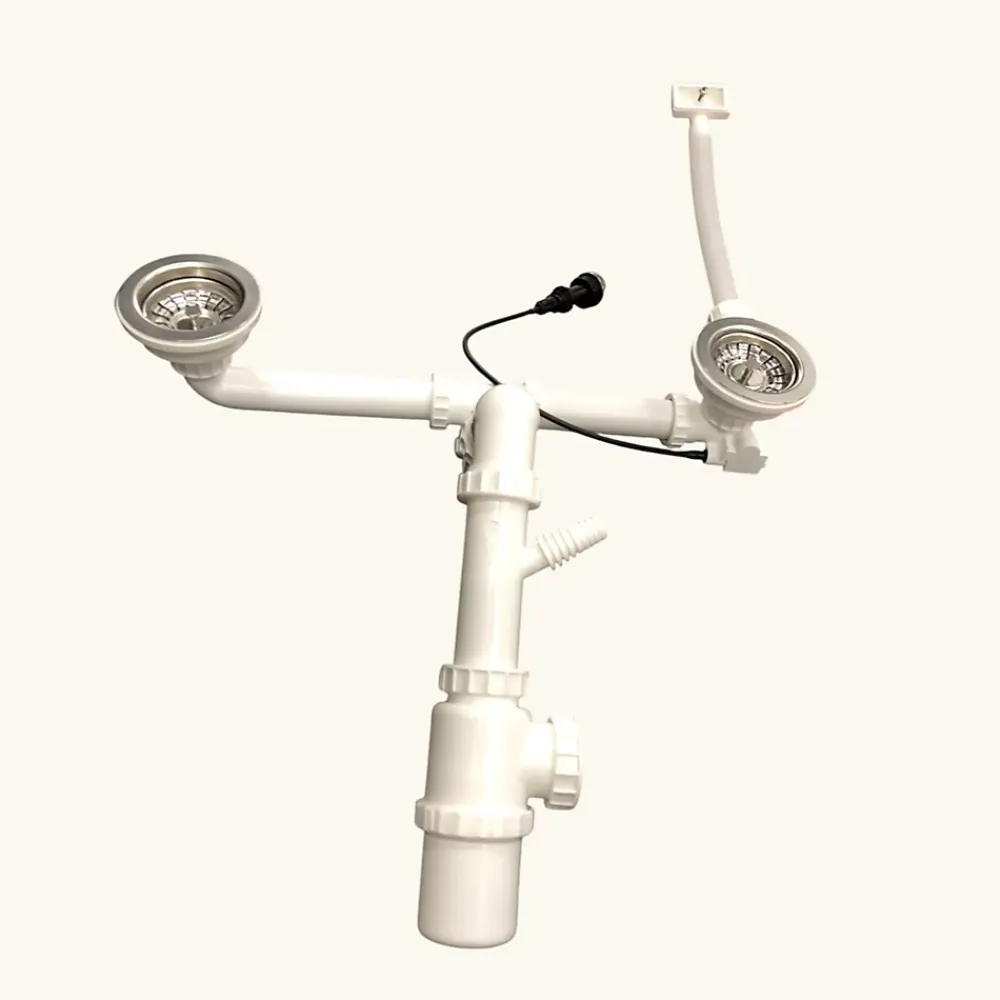 Cuisissimo Vidage automatique CUIPD671-D pour évier 2 bacs inox - Siphon gain de place