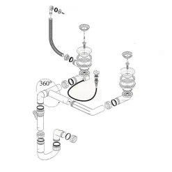 Cuisissimo Evacuation D'Évier-Vidage automatique gain de place CUIPD316 pour évier 2 bacs - Siphon gain de place