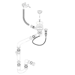 Cuisissimo Evacuation D'Évier-Vidage automatique gain de place 1 bac CUIPD033 pour évier inox - Siphon gain de place
