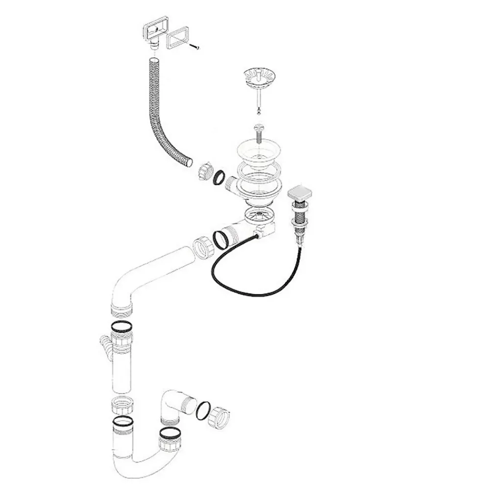 Cuisissimo Evacuation D'Évier-Vidage automatique gain de place 1 bac CUIPD033 pour évier inox - Siphon gain de place
