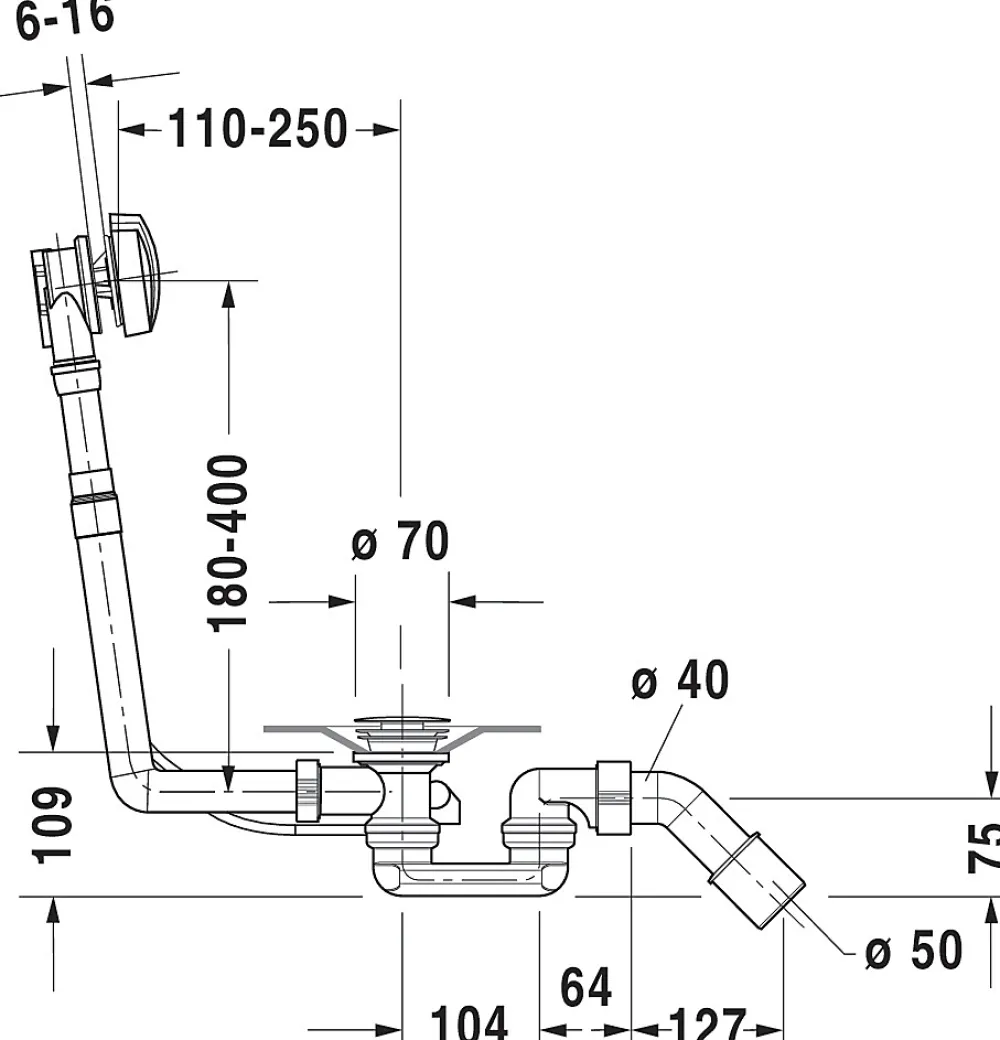 Duravit Evacuation De Baignoire-Vidage baignoire 40x8x40 cm latéral