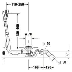 Duravit Vidage baignoire 28x8x45 cm latéral