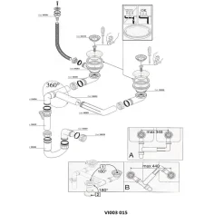 Cuisissimo Vidage manuel 2 bacs CUIPD129 - Siphon gain de place