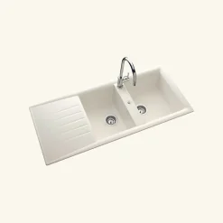 Cuisissimo Vidage manuel 2 bacs CUIPD129 - Siphon gain de place