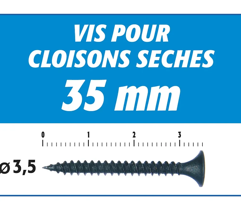 Semin Vis Pour Plaque De Plâtre-Vis Auto Perceuse 35 mm - Fixation des Plaques de Plâtre sur l'Ossature - Intérieur - Boîte de 1000 Pièces (Lot de 2000)