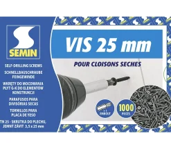 Semin Vis Auto Perceuse 25 mm - Fixation des Plaques de Plâtre sur l'Ossature - Intérieur - Boîte de 1000 Pièces