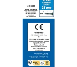 Semin Vis Auto Perceuse 25 mm - Fixation des Plaques de Plâtre sur l'Ossature - Intérieur - Boîte de 1000 Pièces (Lot de 3000)