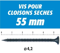 Semin Vis Pour Plaque De Plâtre-Vis Auto Perceuse 45 mm - Fixation des Plaques de Plâtre sur l'Ossature - Intérieur - Boîte de 1000 Pièces (Lot de 2000)