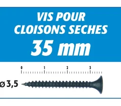 Semin Vis Pour Plaque De Plâtre-Vis Auto Perceuse 35 mm - Fixation des Plaques de Plâtre sur l'Ossature - Intérieur - Boîte de 1000 Pièces (Lot de 5000)