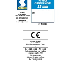 Semin Vis Pour Plaque De Plâtre-Vis Auto Perceuse 35 mm - Fixation des Plaques de Plâtre sur l'Ossature - Intérieur - Boîte de 1000 Pièces (Lot de 5000)