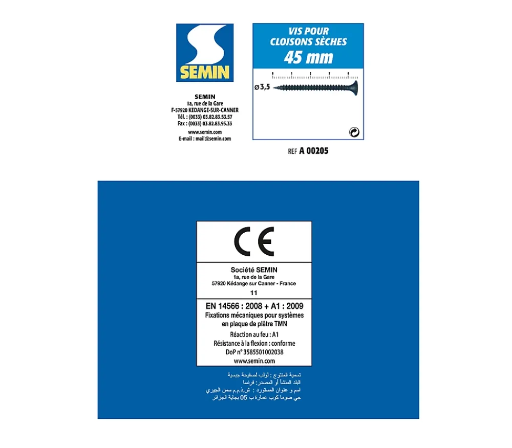 Semin Vis Pour Plaque De Plâtre-Vis Auto Perceuse 25 mm - Fixation des Plaques de Plâtre sur l'Ossature - Intérieur - Boîte de 1000 Pièces (Lot de 2000)