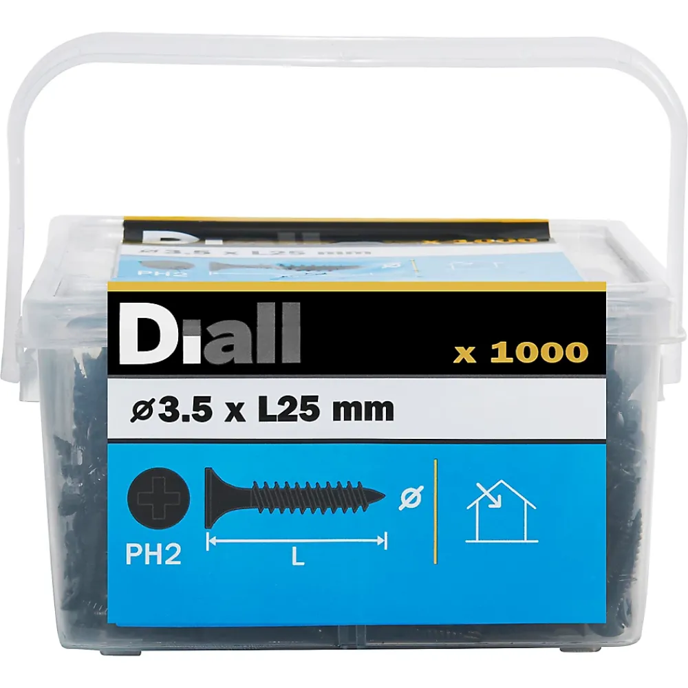 Diall Vis Pour Plaque De Plâtre-Vis autoperceuses pour plaque de plâtre, noir mat, 3,5x25 mm - 1000 pièces