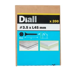 Diall Vis Pour Plaque De Plâtre-Vis autoperceuses pour plaque de plâtre, noir mat, 3,5x45 mm - 200 pièces
