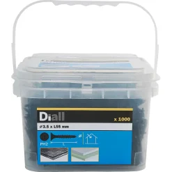 Diall Vis autoperceuses pour plaque de plâtre, noir mat, 3,5x55 mm - 1000 pièces