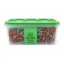 Essve Vis autoperceuses toiture EPDM pour bois TX25 RAL 8004 Brun cuivré 4,8 x 20 mm 250 pièces