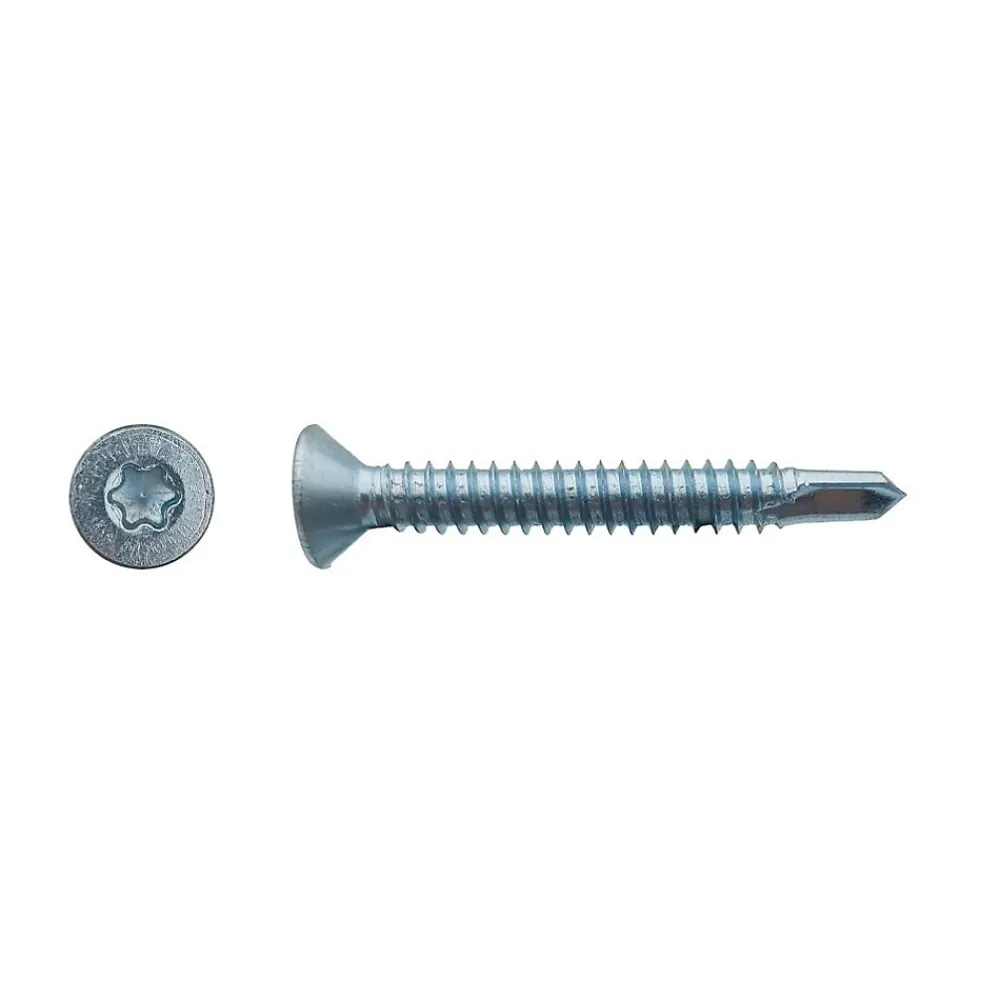 D-Work Vis Pour Métal-500 Vis Autoperceuses Tête Fraisée Torx 4.2 x 12.7 mm - Zingué blanc -