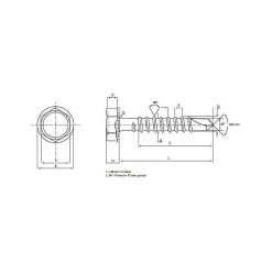 Lem Select Kit De Vis-Vis auto-perceuse tête Hexagonale avec embase 6,3 x 25 mm (sachet de 200)
