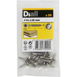 Diall Vis à bois en acier inoxydable A4 pozidriv 4x16 mm - 20 pièces