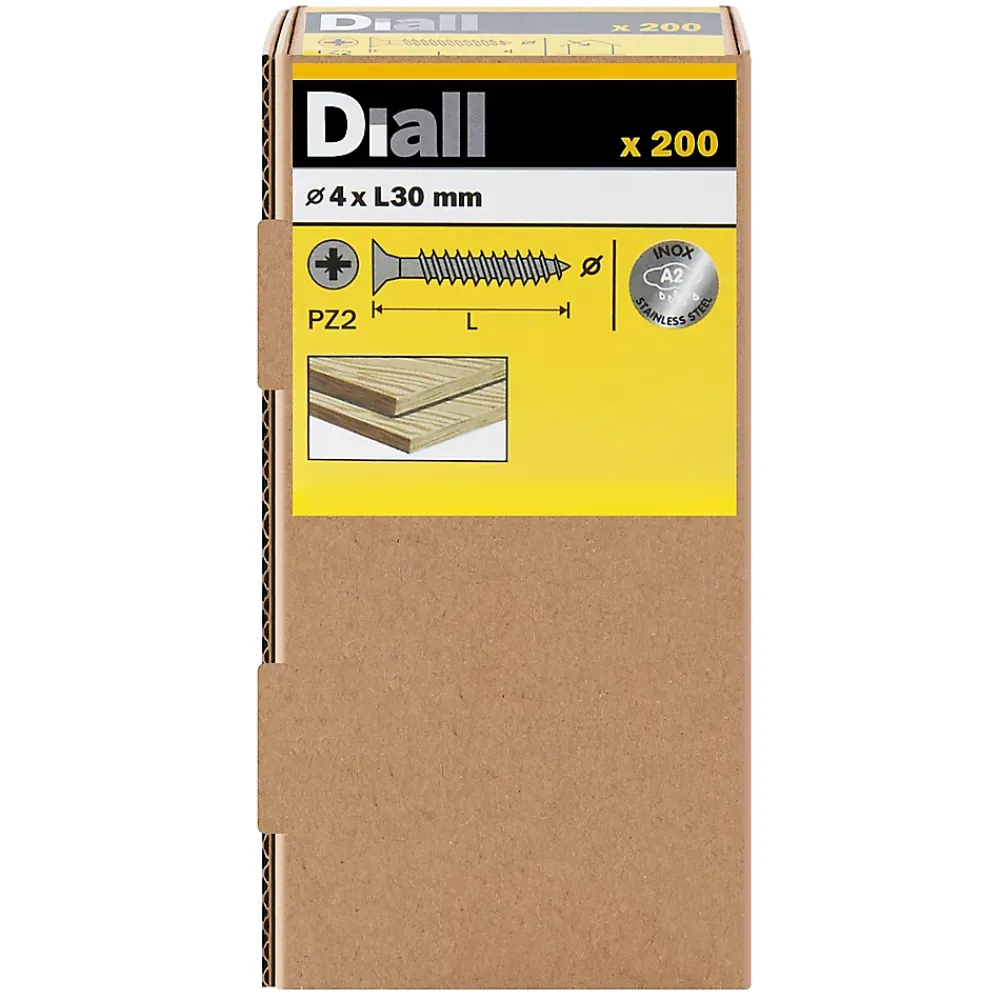 Diall Vis à bois en acier inoxydable A2 pozidriv 4x30 mm - 200 pièces