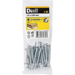 Diall Vis À Bois-Vis à bois en acier inoxydable A2 pozidriv 5x50 mm - 20 pièces