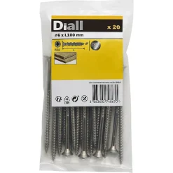 Diall Vis À Bois-Vis à bois en acier inoxydable A2 pozidriv 6x100 mm - 20 pièces