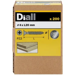 Diall Vis à bois en acier inoxydable A2 pozidriv 4x20 mm - 200 pièces