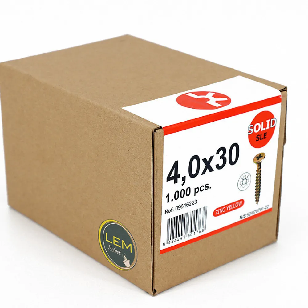 Lem Select Kit De Vis-Vis à bois et agglo 4 x 30 mm tête fraisée POZIDRIV (boîte de 1000)
