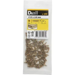 Diall Vis à bois pozidriv tête fraisée zinguée jaune 2.5x10 mm - 100 pièces