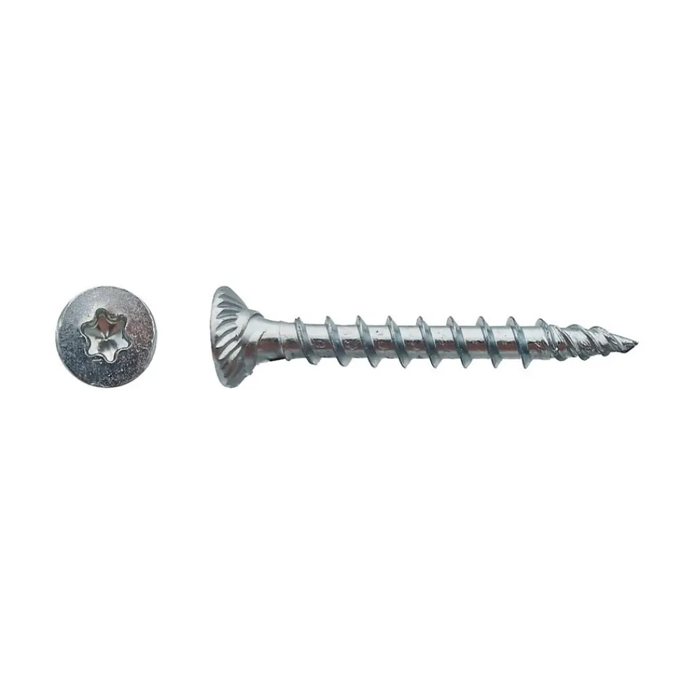 D-Work Vis Pour Terrasse-250 Vis Bois TK3 Tête Fraisée Crantée Torx F/Total 6 x 50 mm - Zingué blanc -