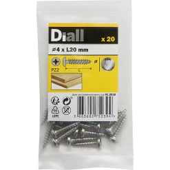Diall Vis à bois à tête cylindrique en acier inoxydable A4 pozidriv 4X20 mm - 20 pièces