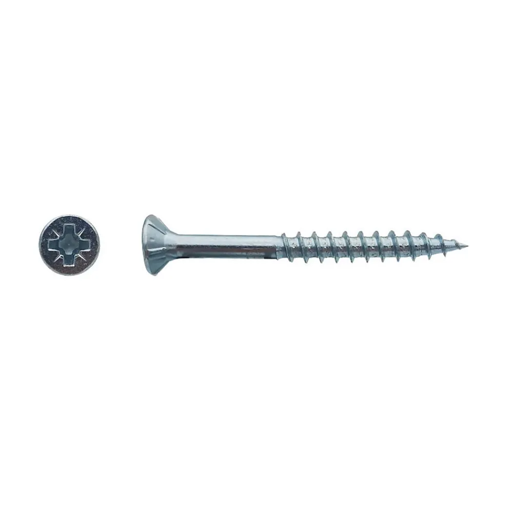 D-Work 500 Vis Bois Tête Fraisée Pozidriv F/Partiel 5 x 40 mm - Zingué blanc -