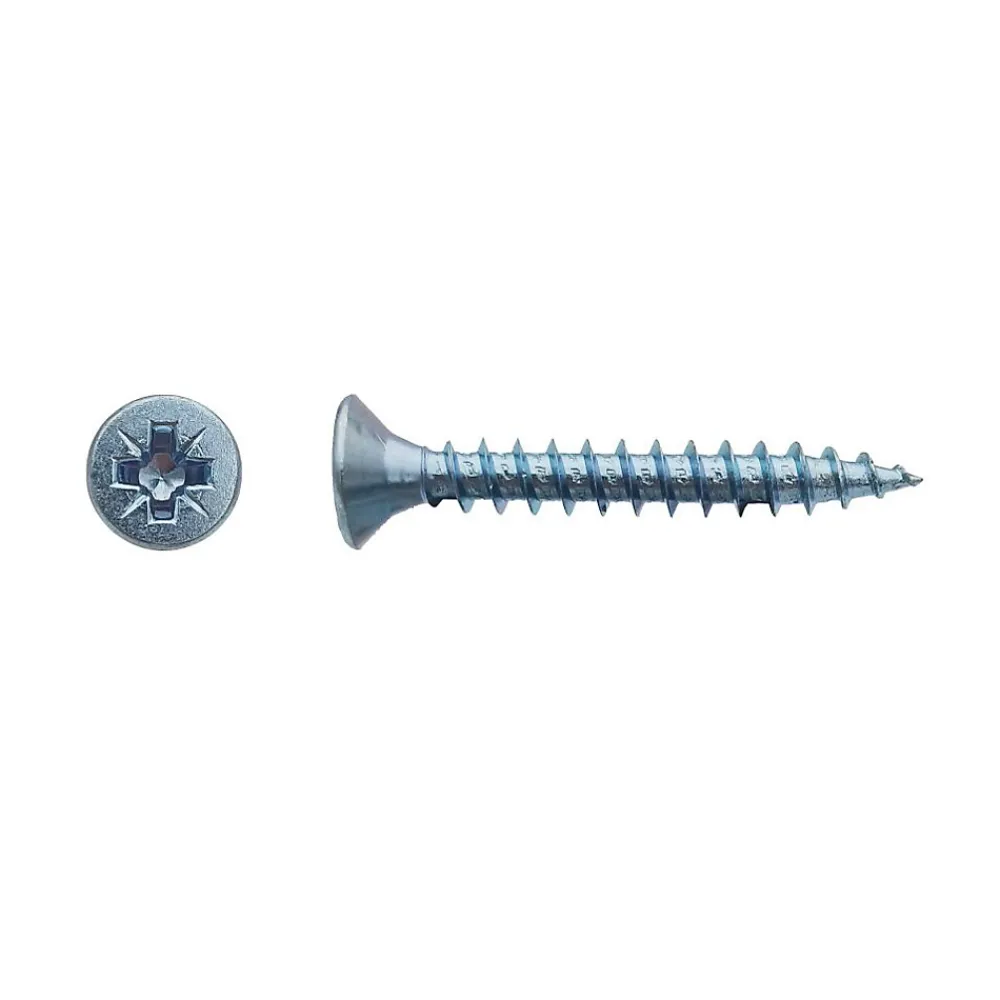 D-Work 500 Vis Bois Tête Fraisée Pozidriv 4 x 15 mm - Zingué blanc -