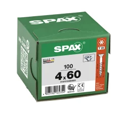 Spax France Vis À Bois-Vis à bois tête fraisée Spax Wirox torx 4 x 60 mm filetage partiel - 100 pièces