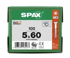 Spax France Vis À Bois-Vis à bois tête fraisée Spax Wirox torx 5 x 60 mm filetage partiel - 100 pièces