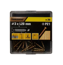 TurboDrive Vis à bois Premium pozidriv zinguée jaune 3x20 mm - 20 pièces