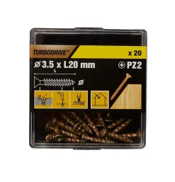 TurboDrive Vis à bois Premium pozidriv zinguée jaune 3.5x20 mm - 20 pièces