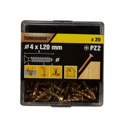 TurboDrive Vis À Bois-Vis à bois Premium pozidriv zinguée jaune 4x20 mm - 20 pièces